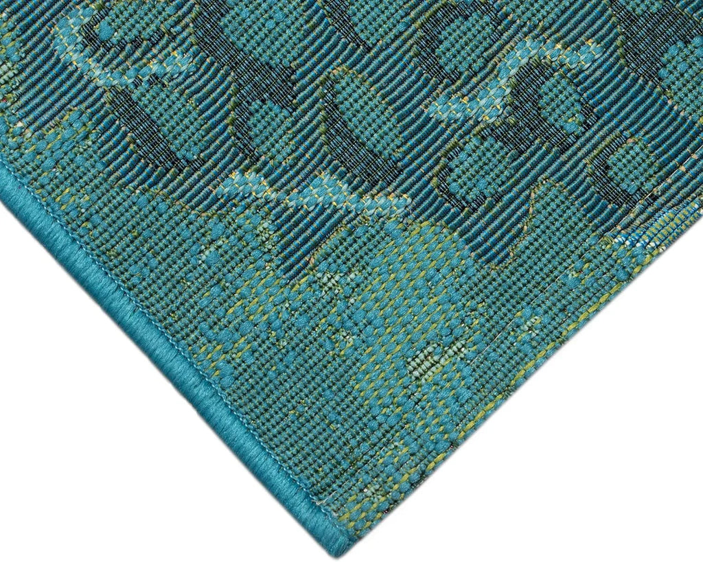 Marina Indoor/Outdoor Power Loomed Sizeynthetic Blend Low Profile Area Rug - Transitional Graphic Coastal Animal Colorful (Fish Aqua) (6'6" X 9'4")