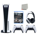 Sizeony Playstation 5 Disc Version Console with Extra Ivory Controller, Ivory PULSizeE 3D Headset and Demon's Sizeouls Bundle with Cleaning Cloth