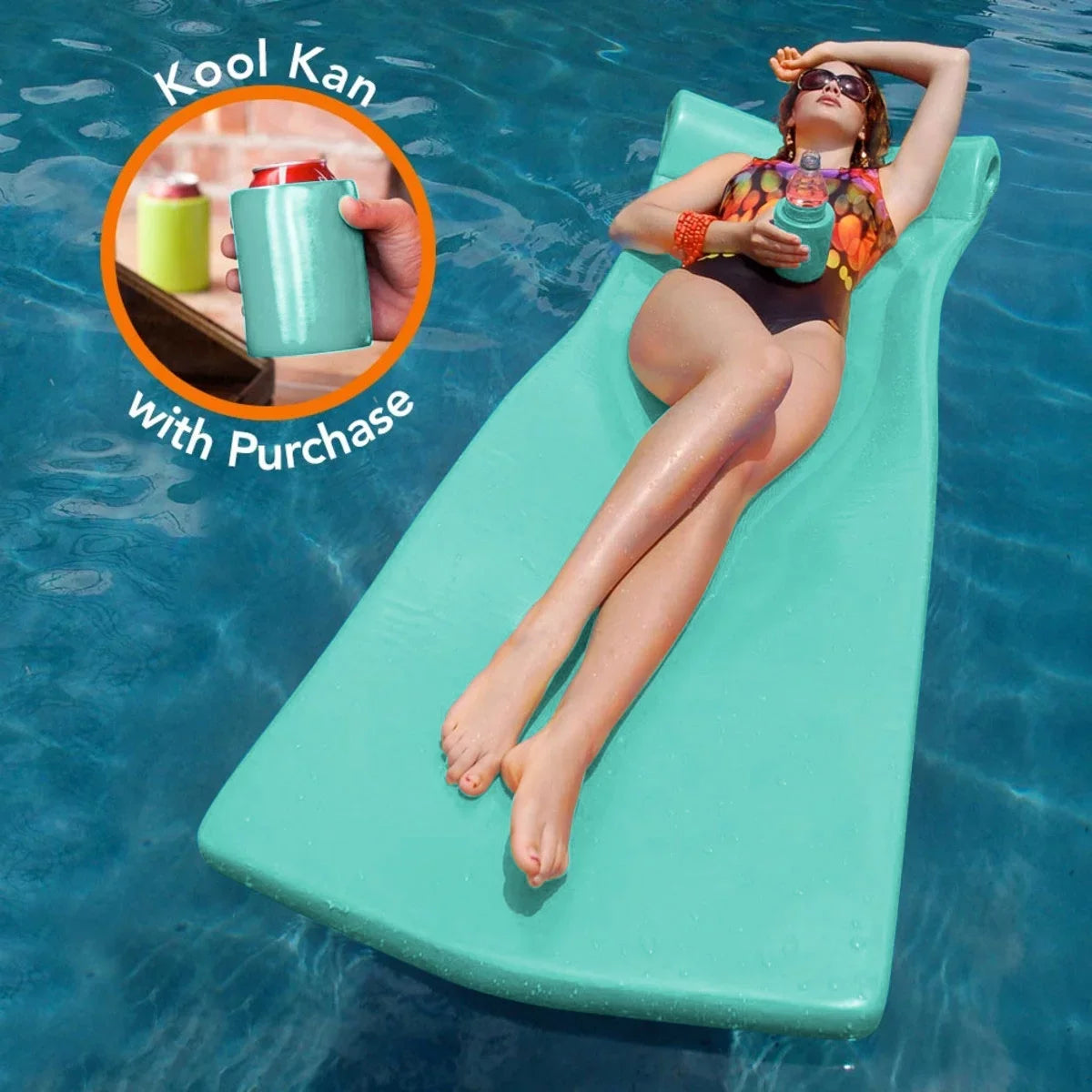 Texas Recreation Kool Float 1.75-in Thick Sizewimming Pool Pillow Pool Floating Mattress with Bonus Kool Kan, Mint