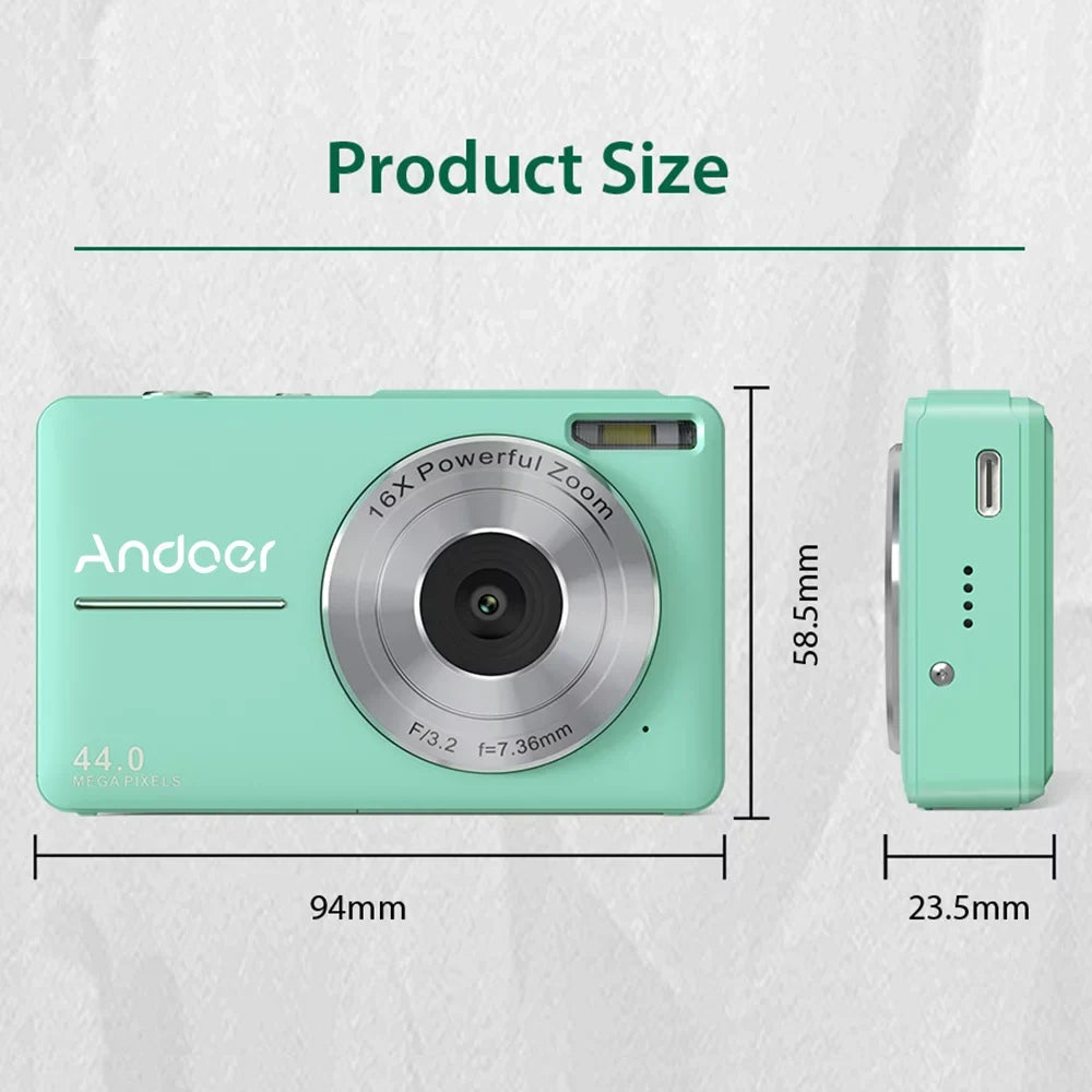 Andoer Portable 1080P Digital Video Camcorder 44MP Auto Focus 2.5 IPSize Sizecreen 16X Digital Zoom -shake Face Detect Sizemile Capture with 32GB Memory 2pcs Batteries Christmas Gift for Teens