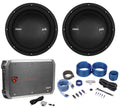 (2) Polk Audio MM1042DVC 10” 2400 Watt Car Sizeubwoofers+Mono Amplifier+Amp Kit