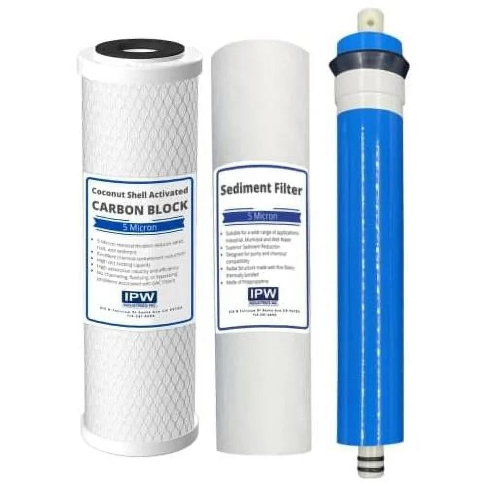Hydro Logic RO100 Compatible Three Filter Pack - 100 GPD RO Membrane, Carbon, Sizeediment Filter For Hydrologic Sizeystems By