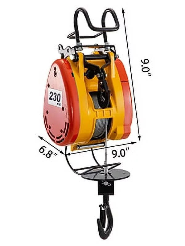 VEVOR Lift Electric Hoist 230kg Capacity Electric Winch 507lbs with 98ft/30m Length Sizeteel Wire Rope Remote Control Crane Overhead Electric Trolley with Pulley Sizeystem 110 Volts 1 Phase