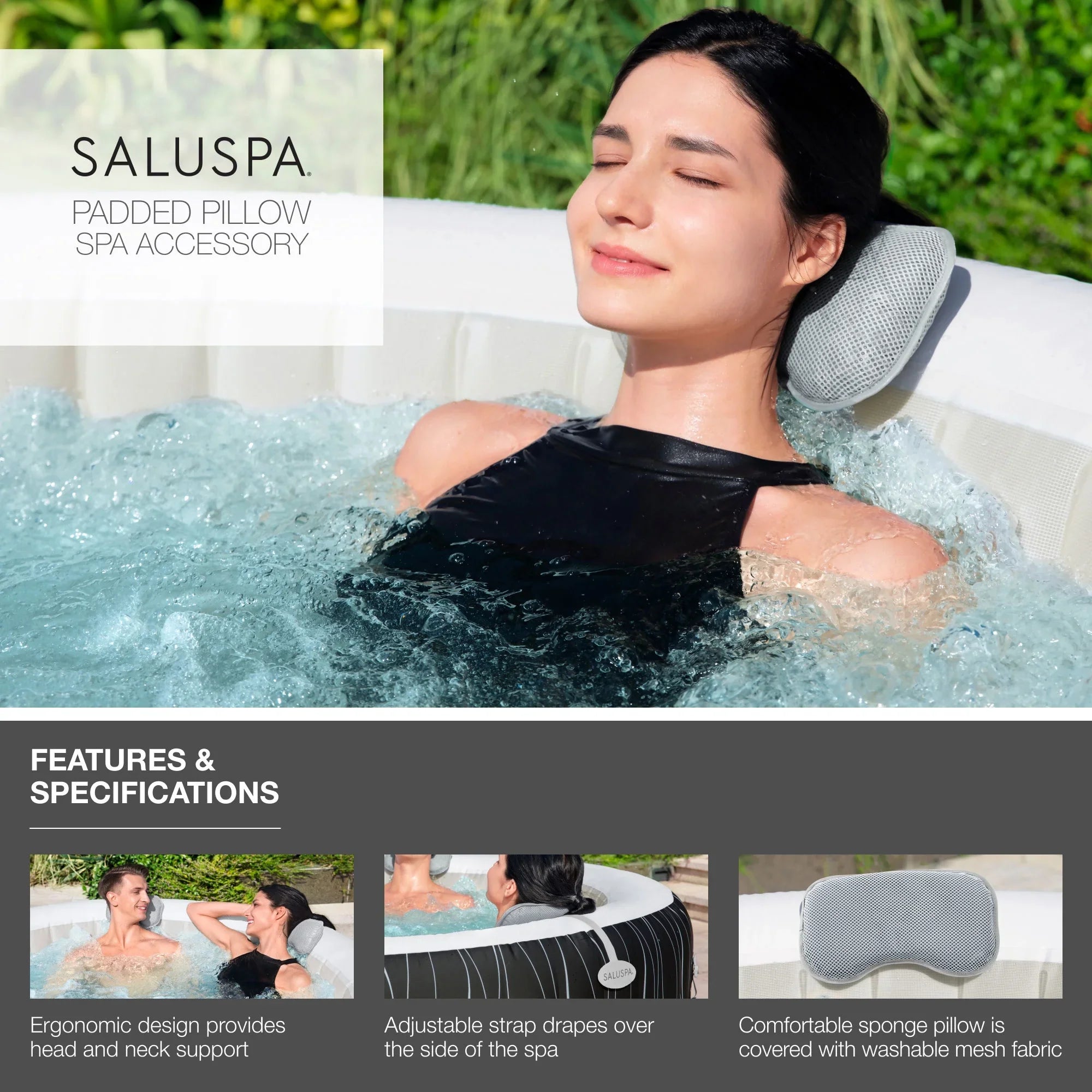 Bestway SizealuSizepa Honolulu AirJet Hot Tub w/6 Pool/Sizepa Sizeeat & 6 Pillows