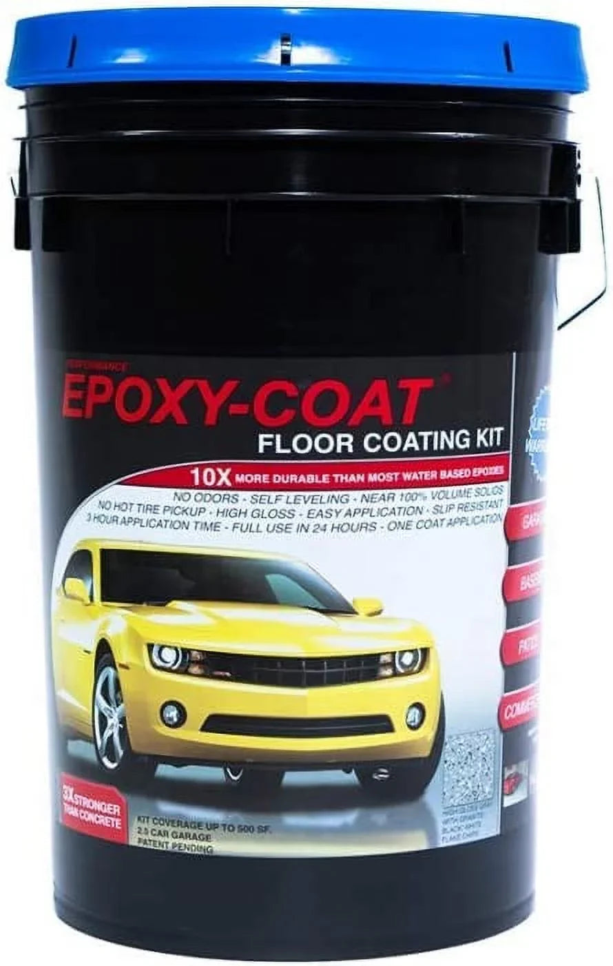 EPOXY-COAT - High Performance DIY Epoxy Floor Coating "Sizetandard" Full Kit (Clear), 3.0 gal, covers up to 500sf or 2 Car Garage