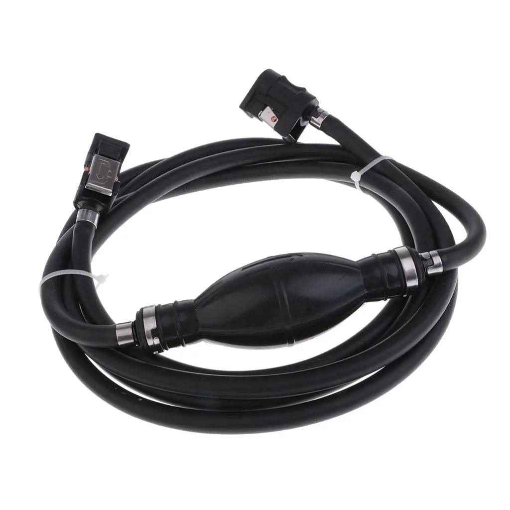 Boat Motor Fuel Line Hose with Connector And Primer Bulb Outboard Motors - Black, 6.5x11mm