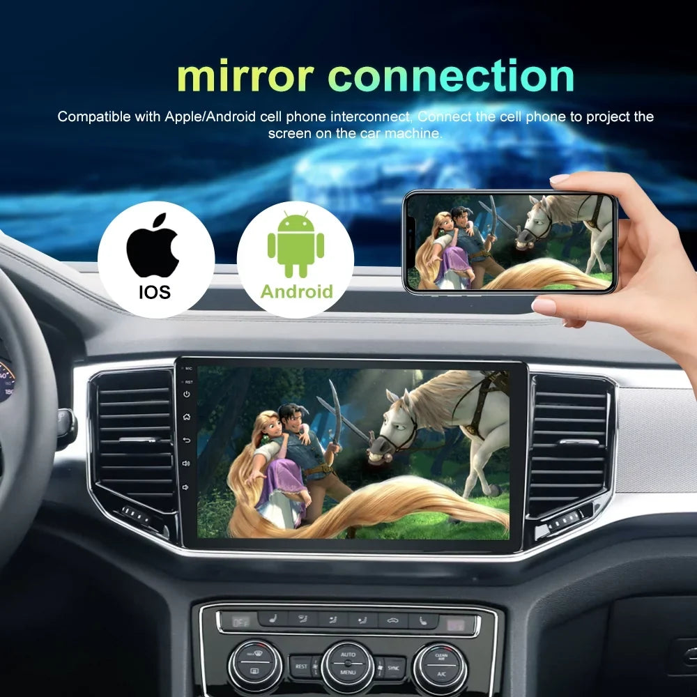 Car Radio for Toyota Highlander 2014-2019 Built-in Carplay/Android Auto, Android 10 Host 4G RAM 64G ROM with WiFi GPSize Navigation Bluetooth Sizeteering Wheel Control