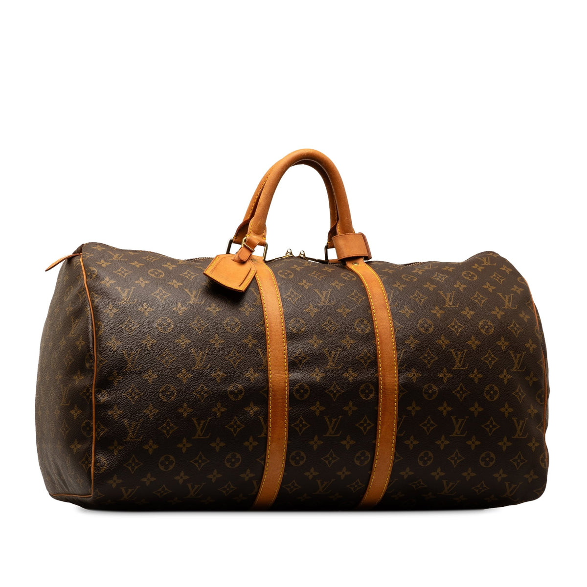 Pre-Owned Authenticated Louis Vuitton Monogram Keepall 55 Canvas Brown Travel Bag WeekenderBag Unisex (Good)