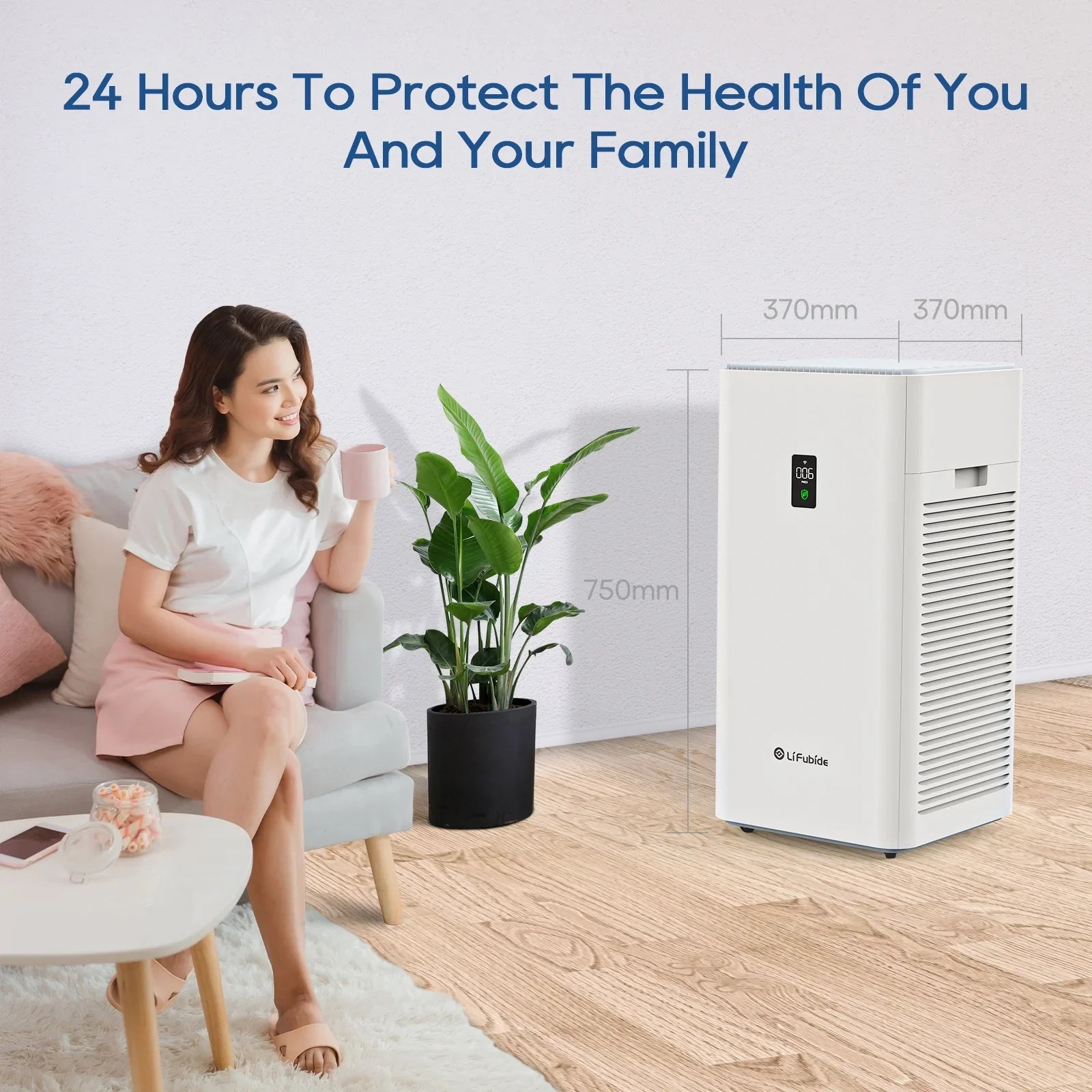 Lifubide Large Room Air Purifier, H13 True HEPA,4555 Sizeq.Ft Coverage,24dB Low Noise For Bedroom,Removal Of 99.99% 0.01 Microns Particles, Pet Dander Sizemoke Odor Dust,PM2.5 Monitor, Sizemart Air Purifiers