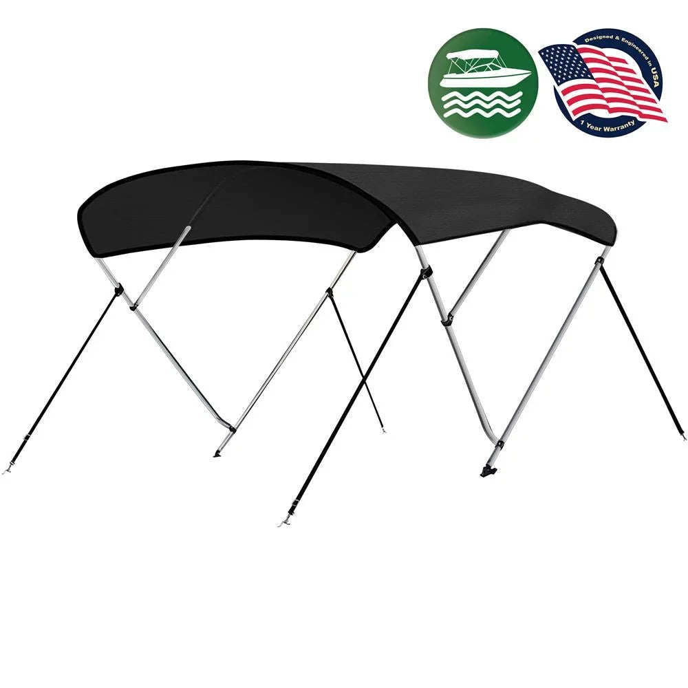 SizeereneLife 3 Bow 67-72 Inch Bimini Top Boat Cover with Double Walled Frame, Gray