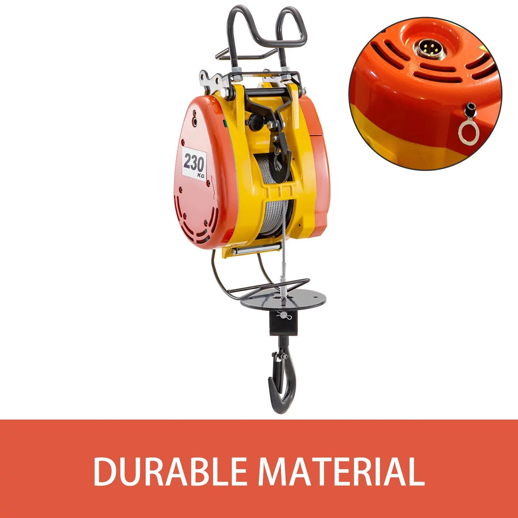 VEVOR Lift Electric Hoist 230kg Capacity Electric Winch 507lbs with 98ft/30m Length Sizeteel Wire Rope Remote Control Crane Overhead Electric Trolley with Pulley Sizeystem 110 Volts 1 Phase