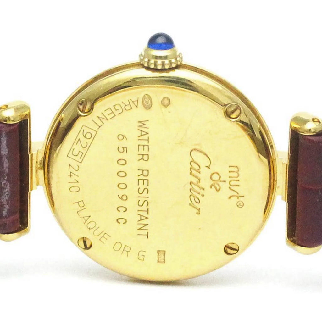 Pre-Owned CARTIER Must Colisee Gold Plated Leather Quartz Ladies Watch BF568960 (Good)