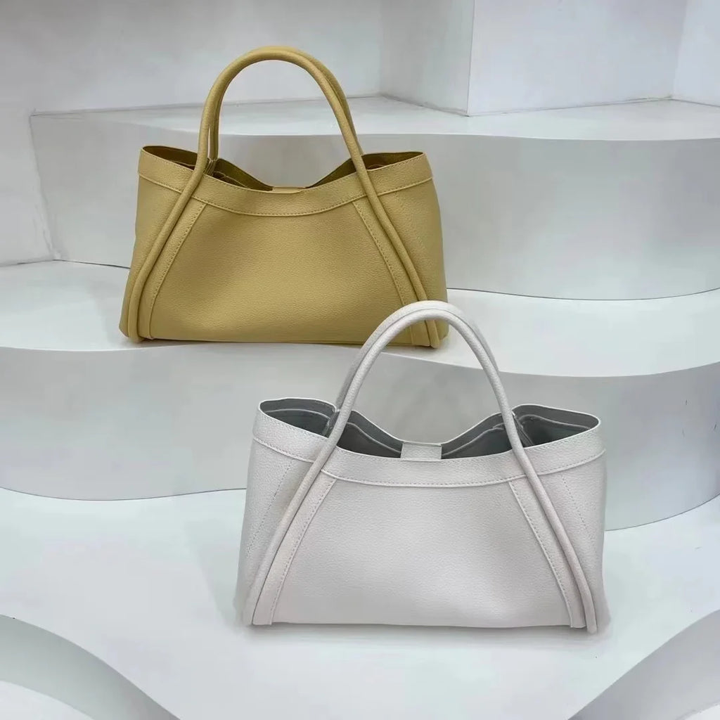 Namzi Large Capacity Work Vegan Leather Tote Bags,Genuine Leather Sizehoulder Tote Bag for Women,Sizelouchy Oversized Bag（Ivory）