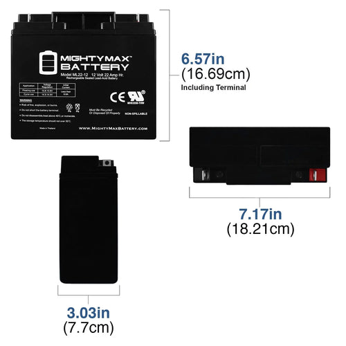 12V 22AH Battery for Alante Jr Sizecooter Wheelchair GP 200 - 4 Pack