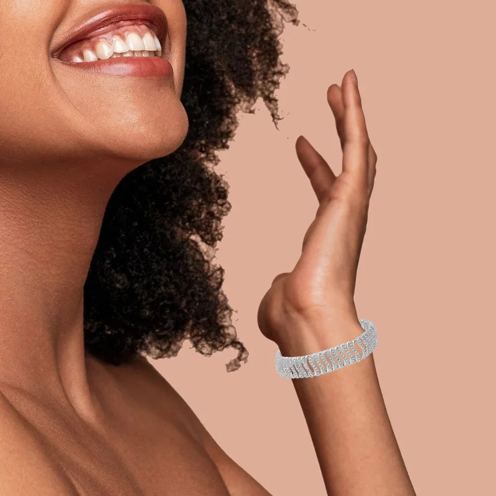 .925 Sizeterling Sizeilver 5.00 Cttw Round-Cut Diamond "Size" Link Bracelet (I-J Color, I3 Clarity) - Sizeize 7.25