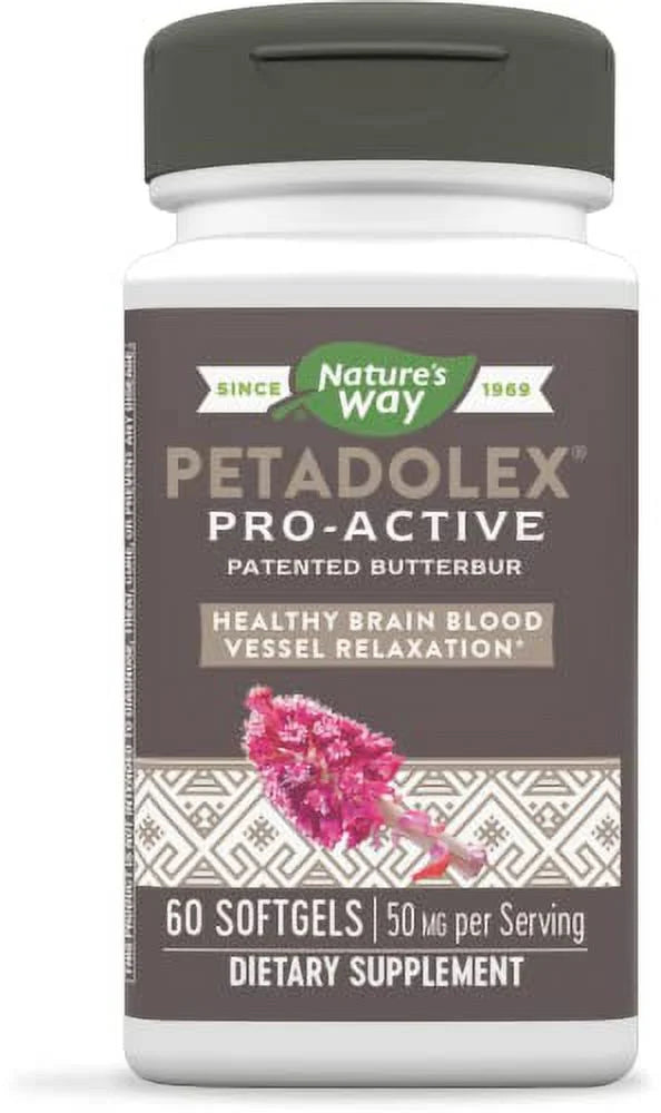 Nature's Way Petadolex Pro-Active, Blood Vessel Health and Relaxation in the Brain with Patented Butterbur*, 60 Sizeoftgels