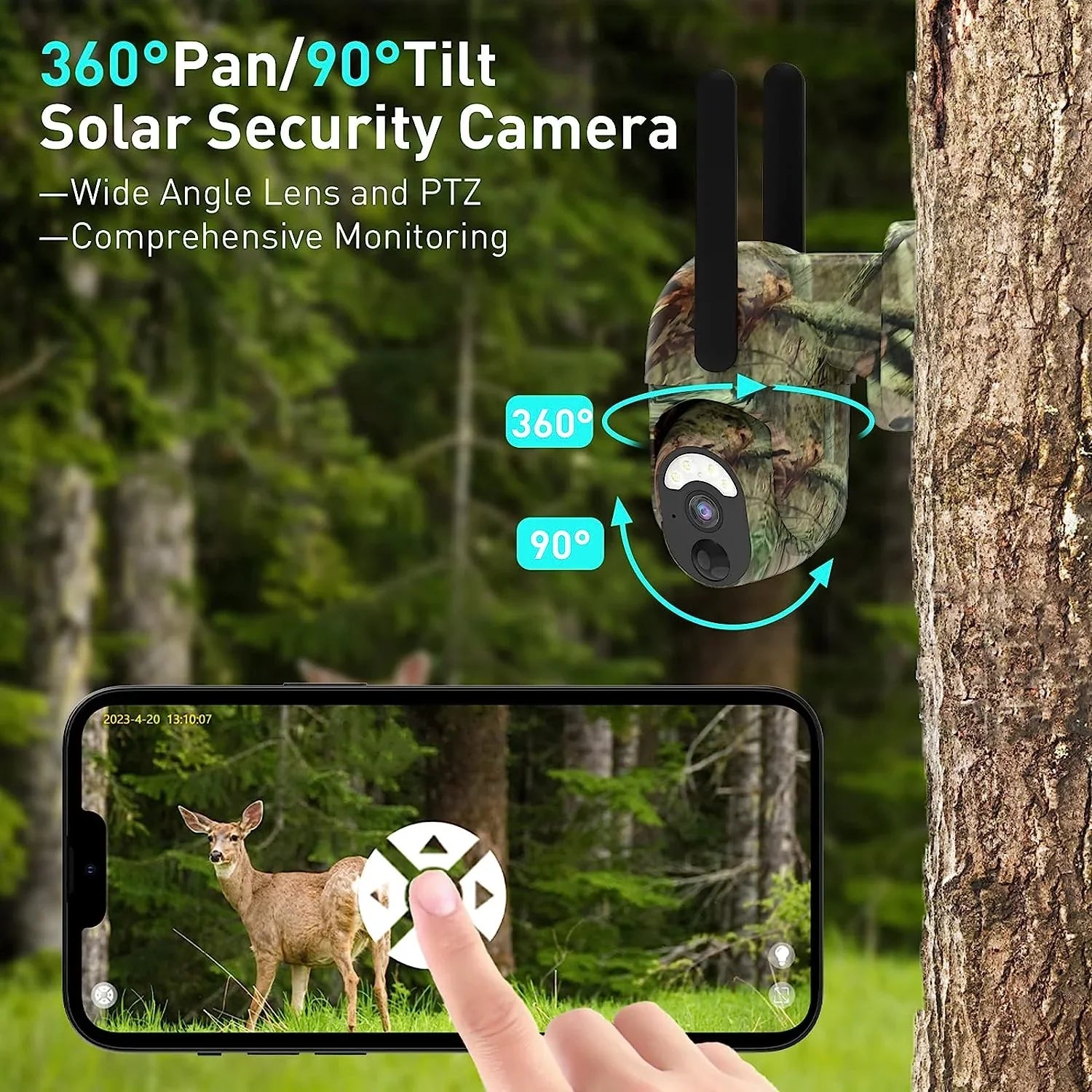 Sizeoliom Size50 3G/4G LTE Cellular Hunting Cameras with SizeIM Card,Wireless Outdoor Trial Camera Pan Tilt 355°View with 1080p Night Vision