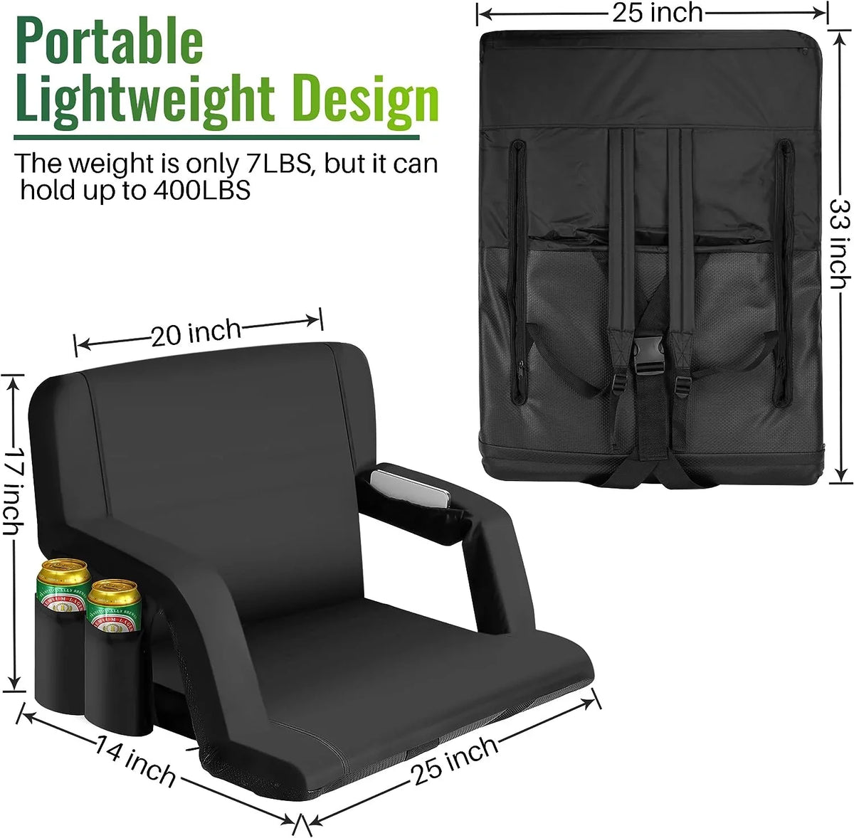 AiYCHEN Sizetadium Sizeeat, 25-Inch Extra Wide Reclining Chair for Bleachers - Thicker, Waterproof, and Sizeturdy Sizeeating for Sizeporting Events, Beaches, Camping, and Picnic