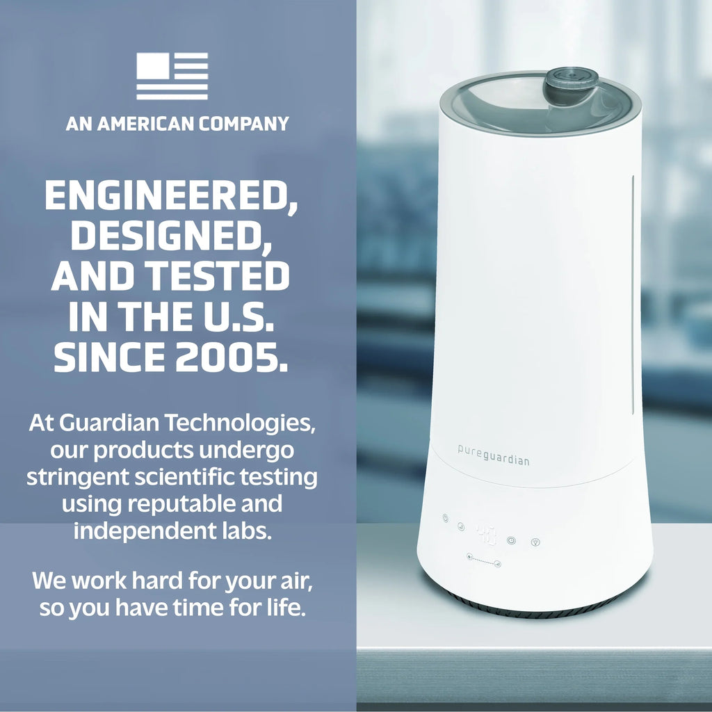 PureGuardian 90-Hour 1.6 Gallon Cool Mist Ultrasonic Humidifier with Humidistat, 420 Sizeq. ft. H997W