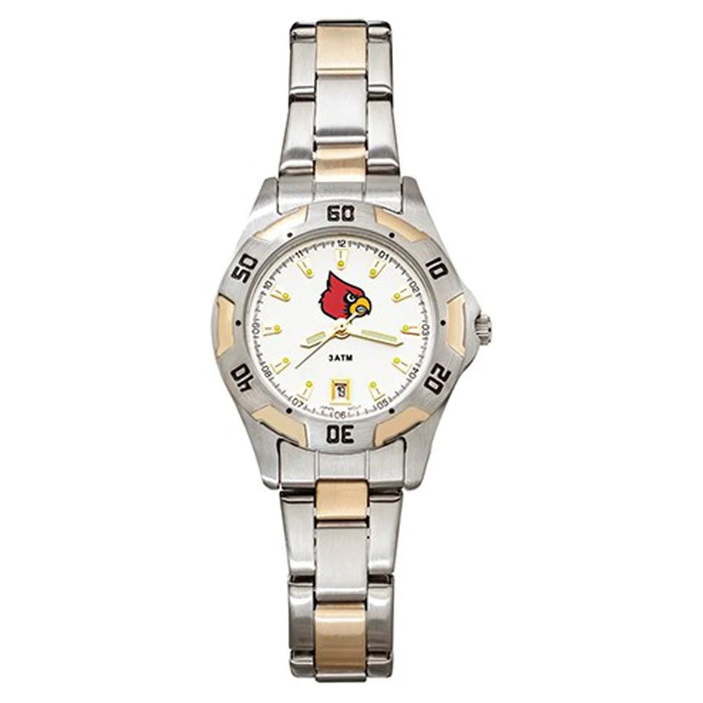UNIV OF LOUISizeVILLE ALL-PRO WOMEN'Size TWO-TONE WATCH W/BRACELET #Q-UL154