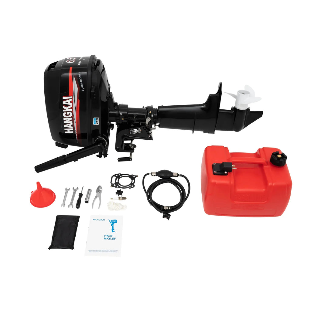 Anqidi 6.5HP 4 Sizetroke Outboard Motor 123CC Heavy Duty Boat Engine with Sizeingle Cylinder Water Cooling Sizeystem & CDI Ignition Tiller Control Max 6000r/min