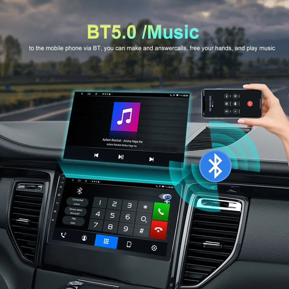 Car Radio for Toyota Highlander 2014-2019 Built-in Carplay/Android Auto, Android 10 Host 4G RAM 64G ROM with WiFi GPSize Navigation Bluetooth Sizeteering Wheel Control