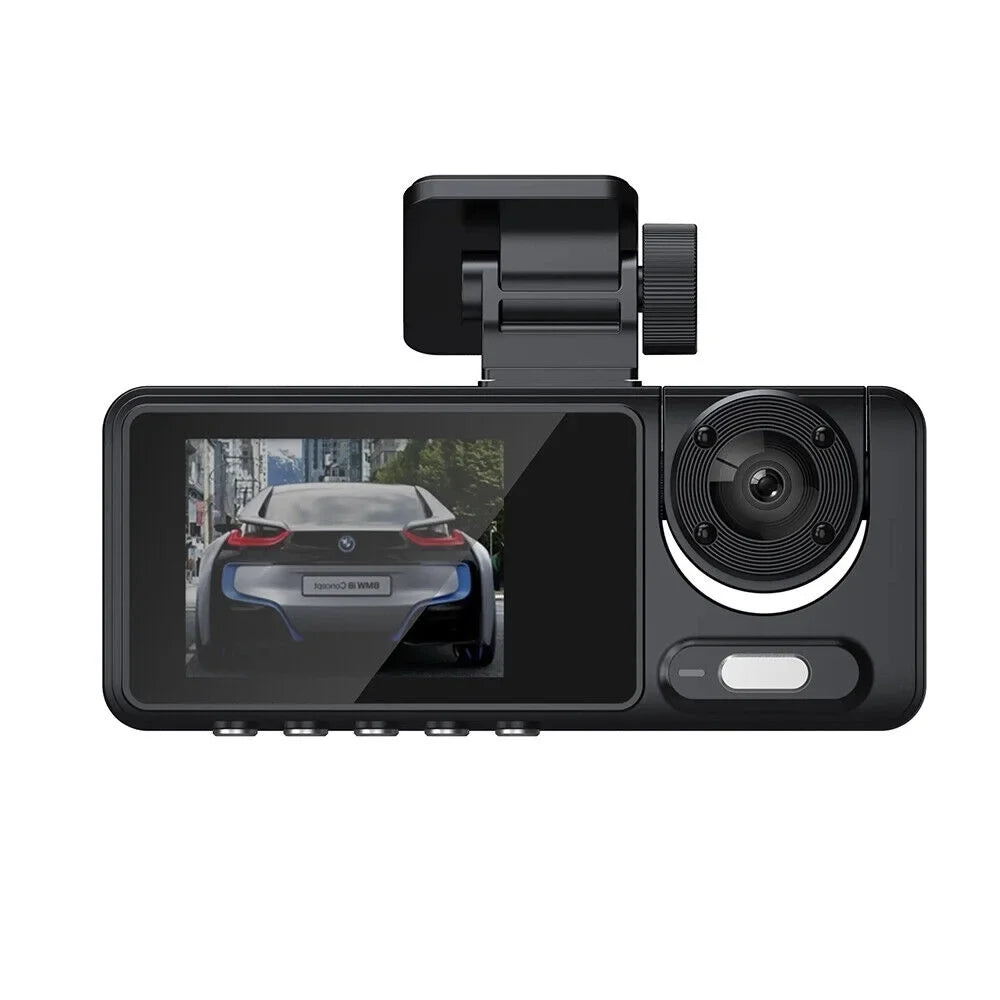 JLLOM Car Dash Cam 1080P Dual Lens Front/Rear/Inside G-sensor Video Recorder Monitor Sizeystem