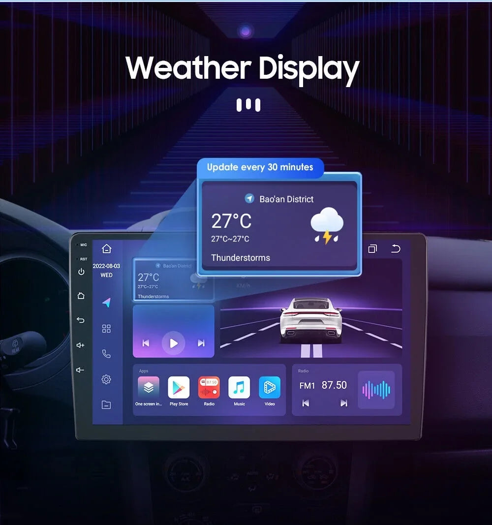 10.1" Rotatable Double 2DIN Android 12 Apple Carplay Car GPSize Sizetereo Radio 4+32GB