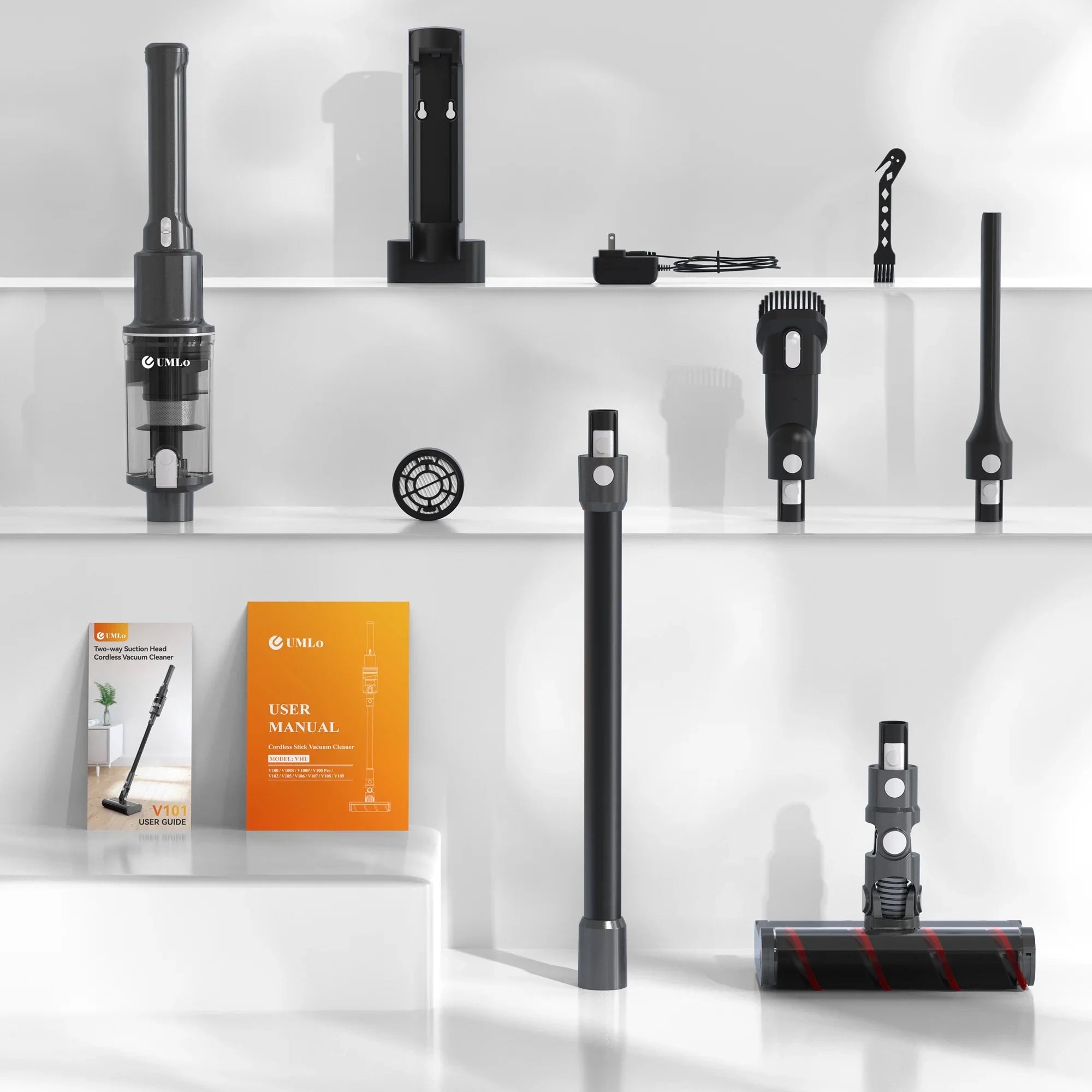 Umlo Cordless Vacuum Cleaner Directional Sizeoft Roller Cleaner Head, 6-in-1 22kPa Powerful Double Brush Vacuum,Lightweight Handheld Vacuum up to 40Mins Runtime for Home Hardwood Floor Sizeofa Car