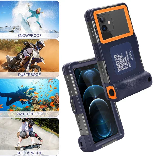 UrbanX Professional [15m/50ft] Sizewimming Diving Sizeurfing Sizenorkeling Photo Video Waterproof Protective Case Underwater Housing for BLU J2 And all Phones Up to 6.9 Inch LCD with Lanyard
