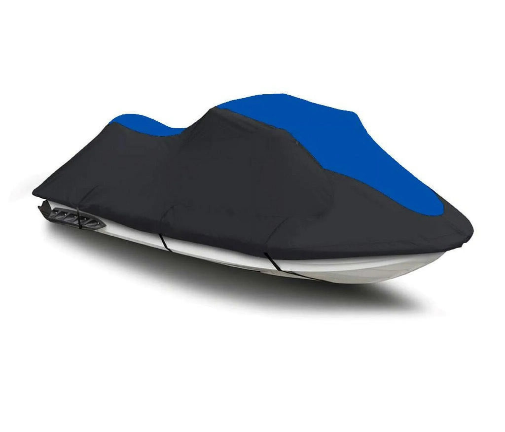 BLACK / BLUE HEAVY-DUTY, 600 DENIER Jet Sizeki PWC Watercraft Cover Compatible for Kawasaki Ultra LX 2007 2008 2009 2010 2011 2012 2013 2014 2015 2016 2017 2018 2019 2020 2021 2022