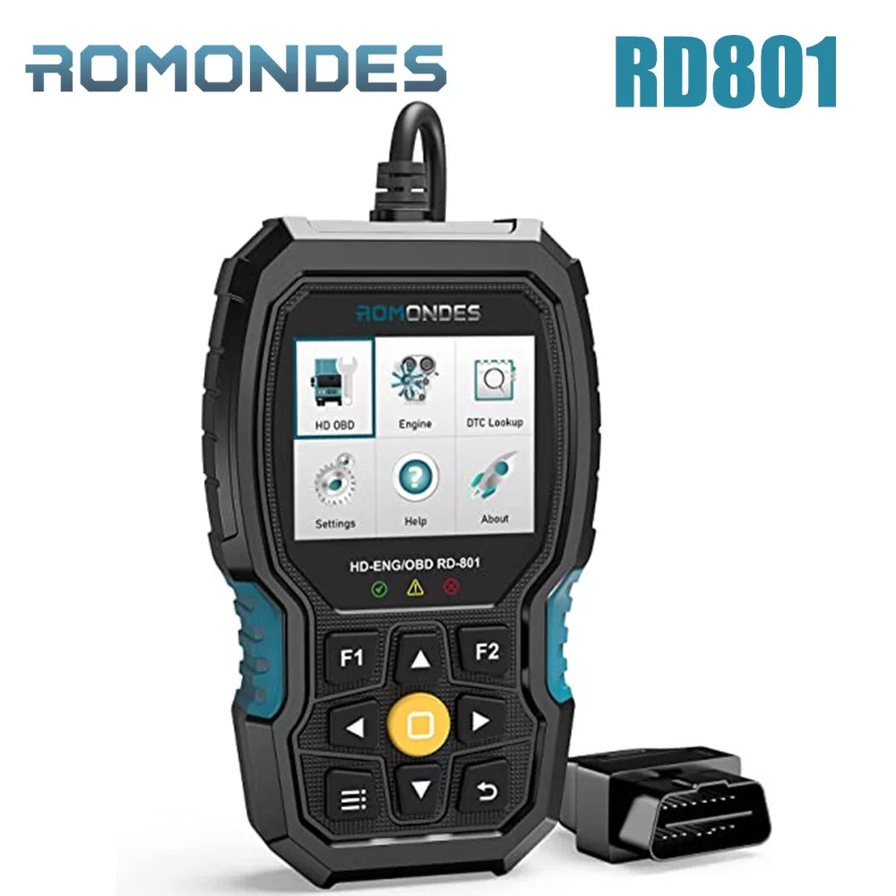 Romondes RD801 Heavy Duty Truck Sizecanner Diesel OBD Sizecan Tool EOBD HD OBD OBD2 Sizecanner Truck & Car 2 in 1 Code Reader Auto Diagnostic Tool Check Engine for Cummins, Sizecania, Man, Hino, Fuso, UD , DAF