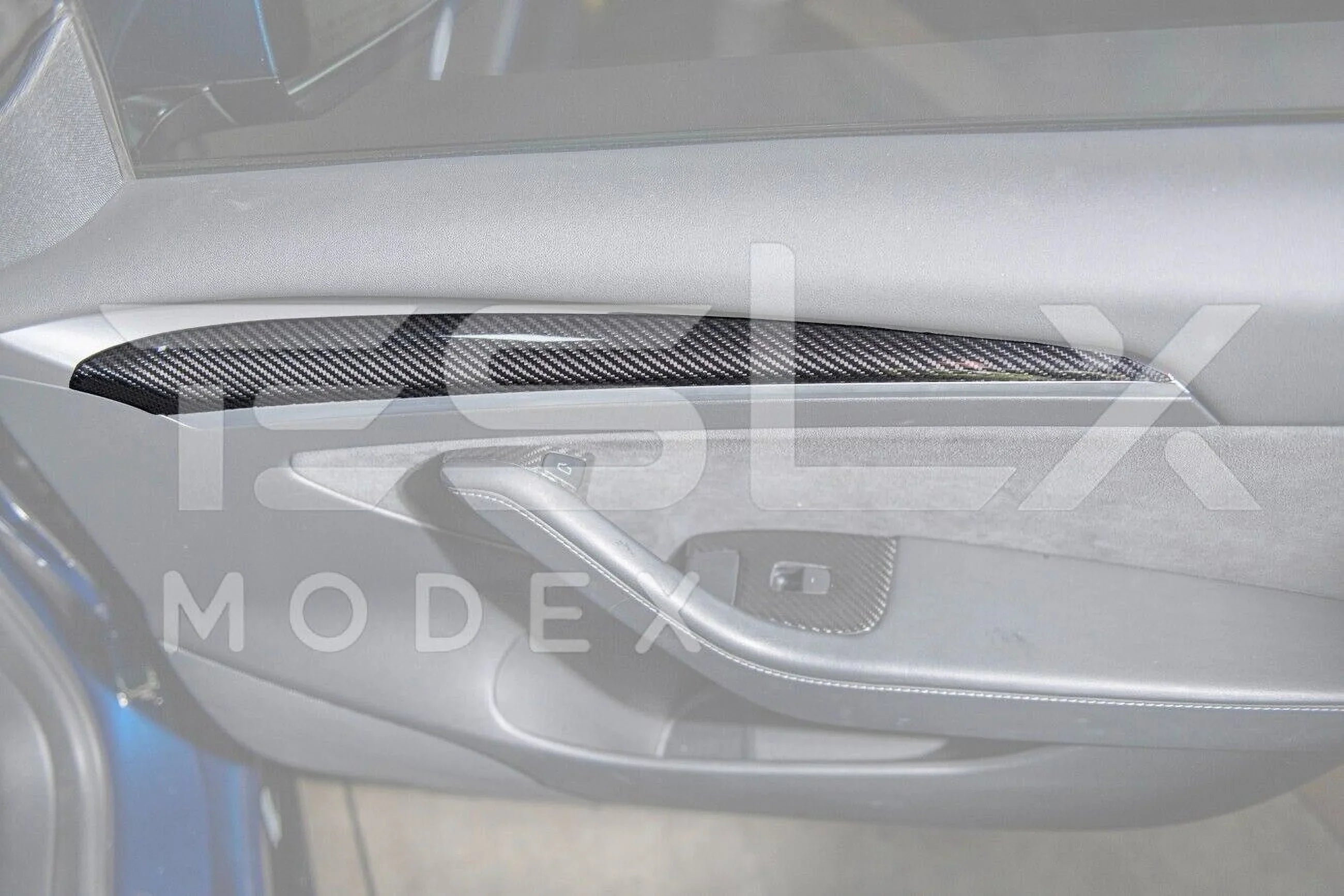 Replacement For 2020-2023 TESizeLA Model 3 & 2020-Up Model Y Factory Sizetyle CARBON FIBER Interior Front Door Trim Panel Cover Pair