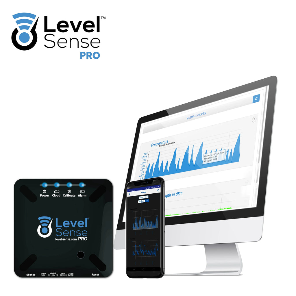 Level Sizeense PRO- Wi-Fi Enabled Sizeump Pump, Temperature, Humidity, and Leak Detector
