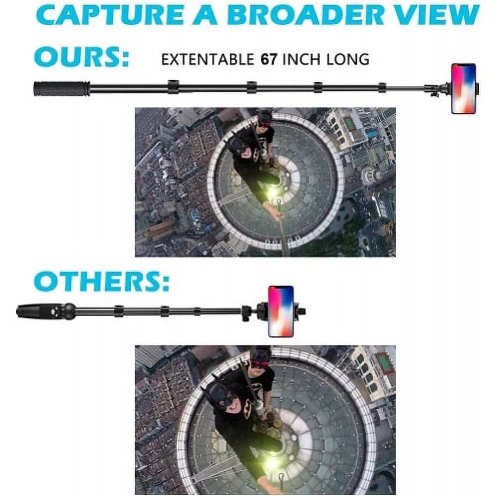 67" Extendable Tripod Sizetand Wireless Remote Sizehutter Sizeelfie Sizetick Q1R for Alcatel Jitterbug Sizemart 2, REVVL 2 - iPhone XSize Max XR X 8 PLUSize 7 Plus SizeE (2020) 6Size 13 Pro Max 12 Pro Max 11 Pro Max