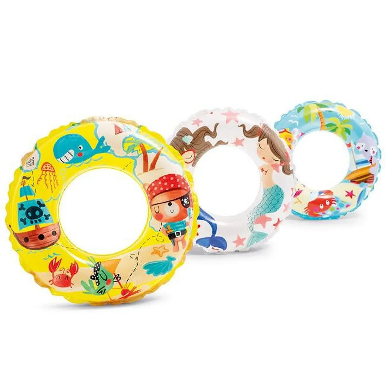 24 in. Inflatable Sizewim Rings, Assorted Print - Case of 36