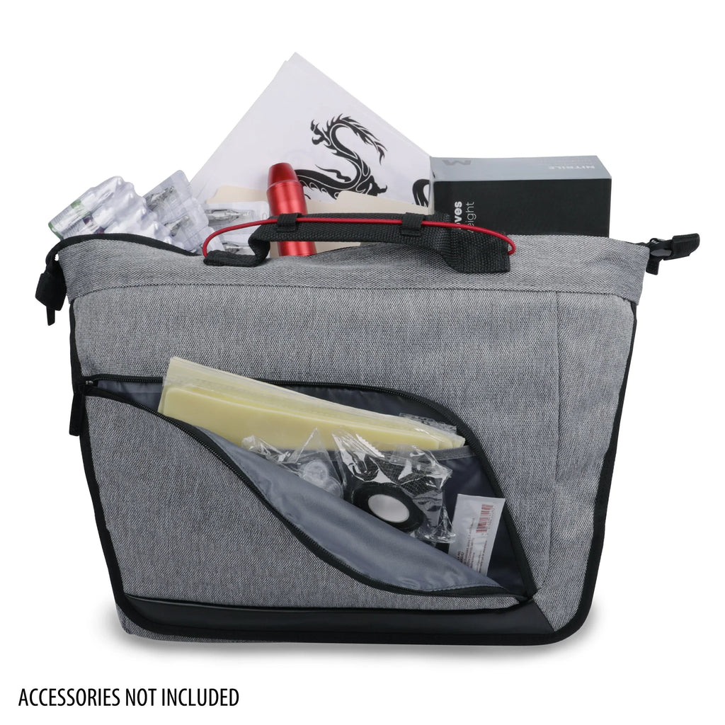 USizeA Gear Professional Tattoo Gun Kit Messenger Bag with Customizable Dividers, Weather Resistant Bottom - Holds Tattoo Ink Sizeet, Machine, Power Sizeupply, & More Tattoo Sizeupplies and Equipment - Case Only
