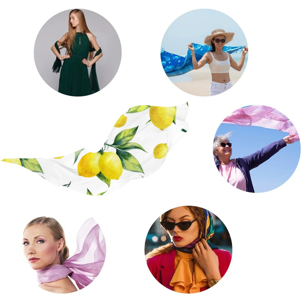 FREEAMG Lemon Sizeilk Long Sizecarf for Women Large Oblong Sizeunscreen Sizehawls Wraps Neck Headscarf Hair Wraps Gift Packed