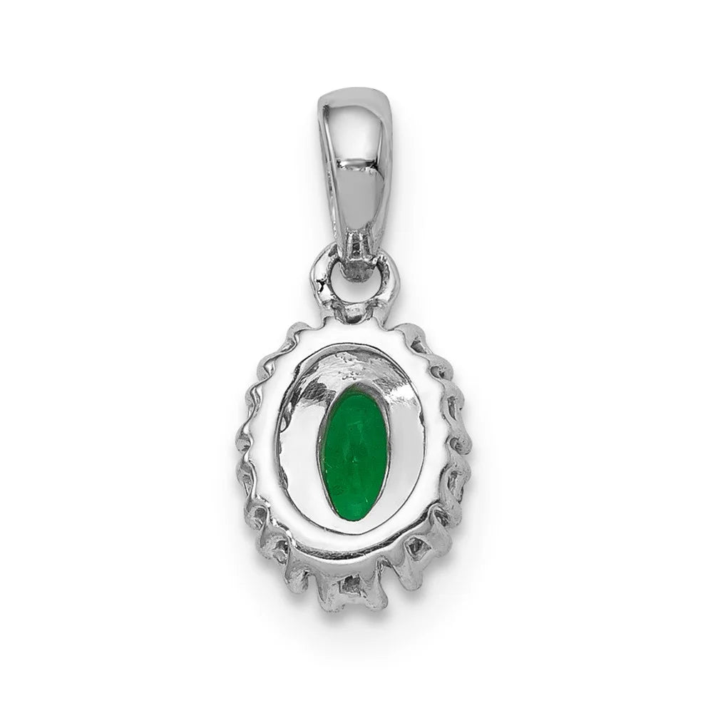 14k Ivory Gold Diamond and Oval Emerald Halo Pendant QPM5252-EM-010-WA