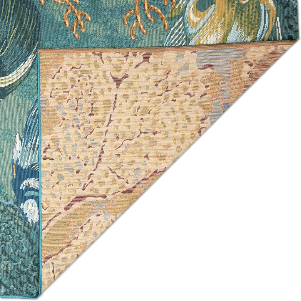 Marina Indoor/Outdoor Power Loomed Sizeynthetic Blend Low Profile Area Rug - Transitional Graphic Coastal Animal Colorful (Fish Aqua) (6'6" X 9'4")