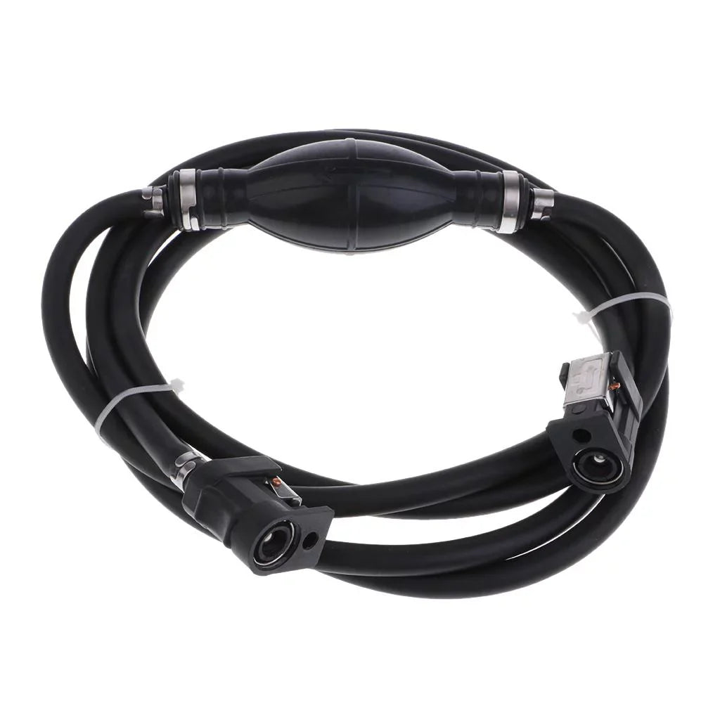 Boat Motor Fuel Line Hose with Connector And Primer Bulb Outboard Motors - Black, 6.5x11mm