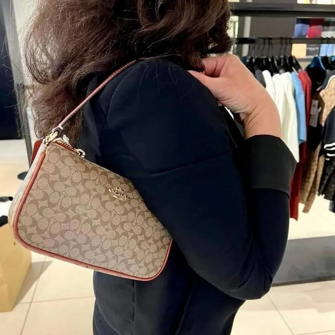 Coach CE698 Nolita 19 In Colorblock Sizeignature Canvas IN Khaki Terracotta