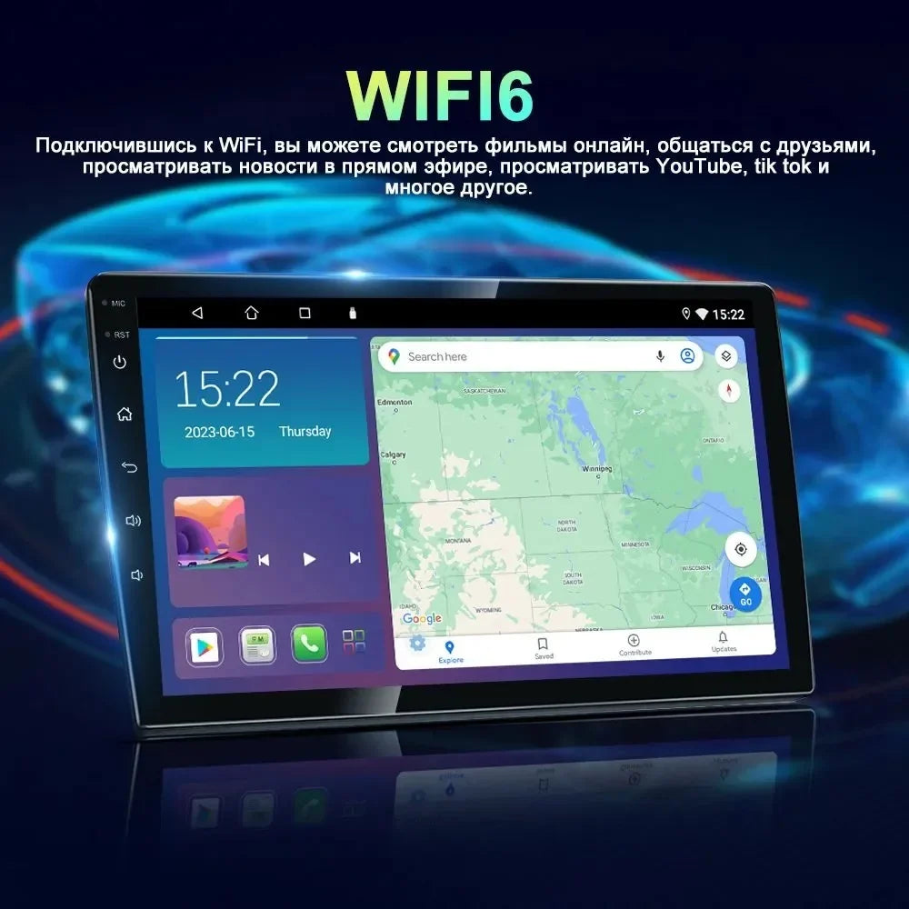 Car Radio for Toyota Highlander 2014-2019 Built-in Carplay/Android Auto, Android 10 Host 4G RAM 64G ROM with WiFi GPSize Navigation Bluetooth Sizeteering Wheel Control