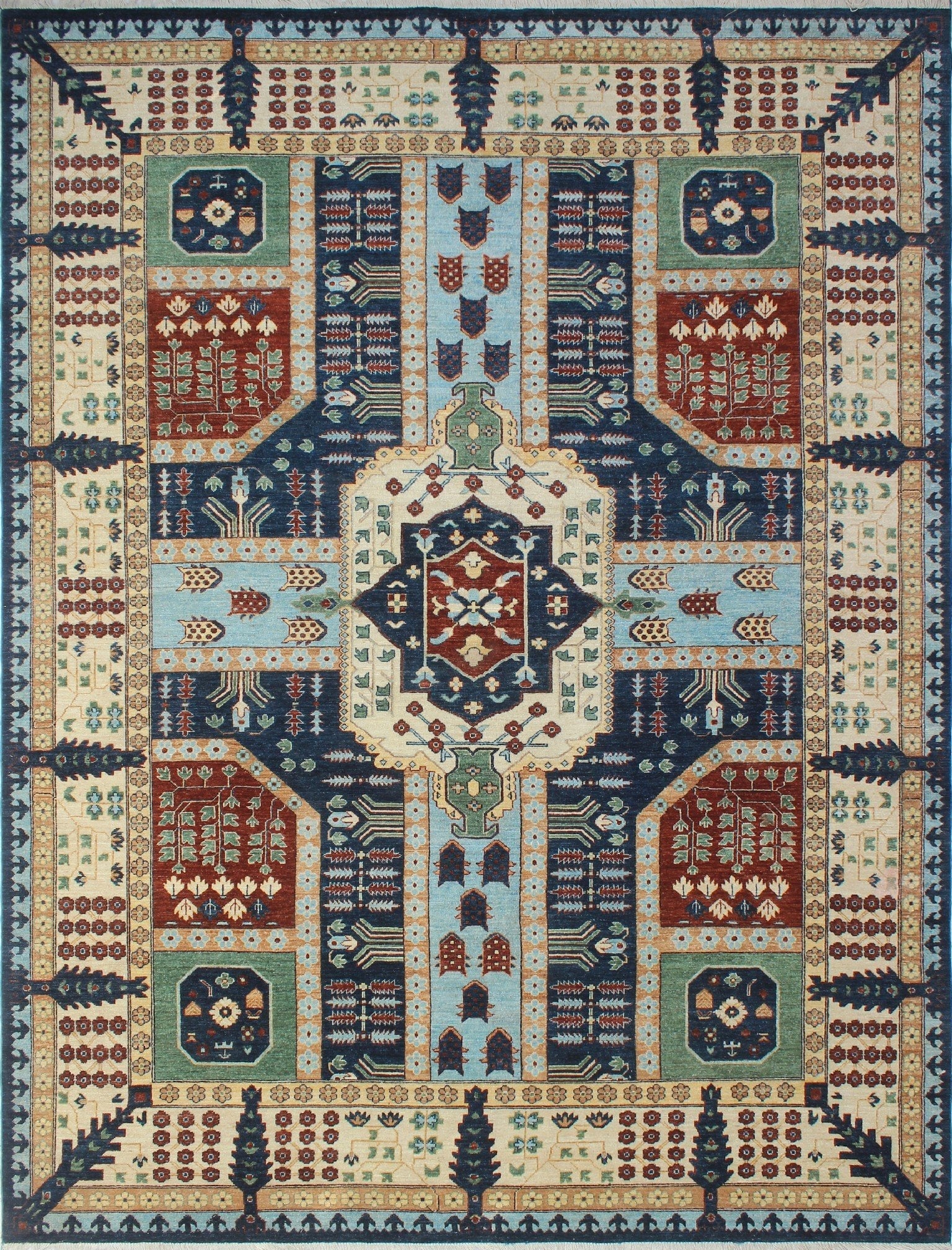 Aria Haseena Blue/Ivory Rug, 9'0" x 12'3"