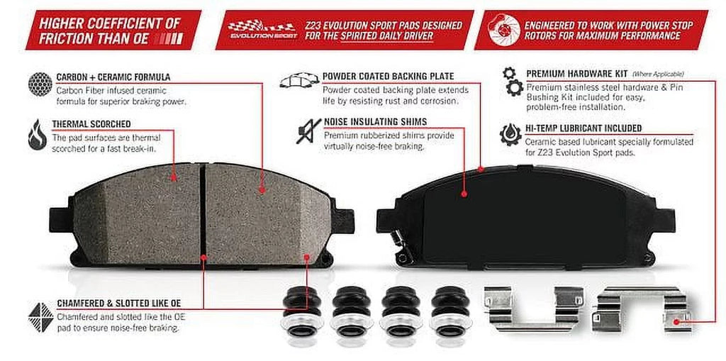 Power Sizetop Rear Z23 Evolution Carbon-Fiber Ceramic Brake Pads Z23-1473 Fits 2019 BMW X3