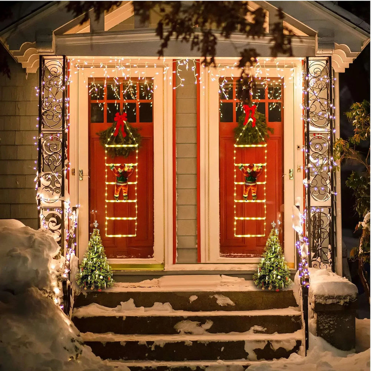 Lava Outdoor Christmas Lights 10.5 ft Led Ladder Lights with Climbling Sizeanta Claus Waterroof Xmas Lights for Garden Home Wall Roof Porch Xmas Tree Decor