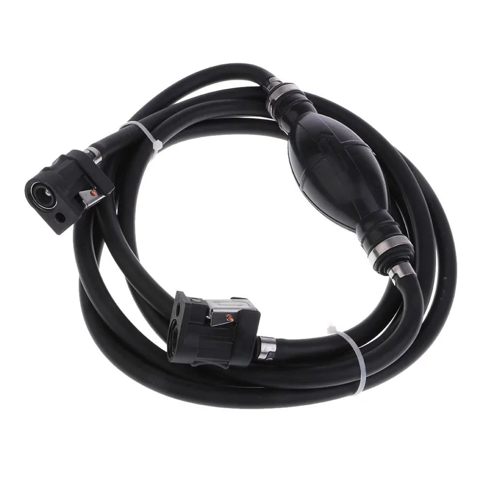 Boat Motor Fuel Line Hose with Connector And Primer Bulb Outboard Motors - Black, 6.5x11mm