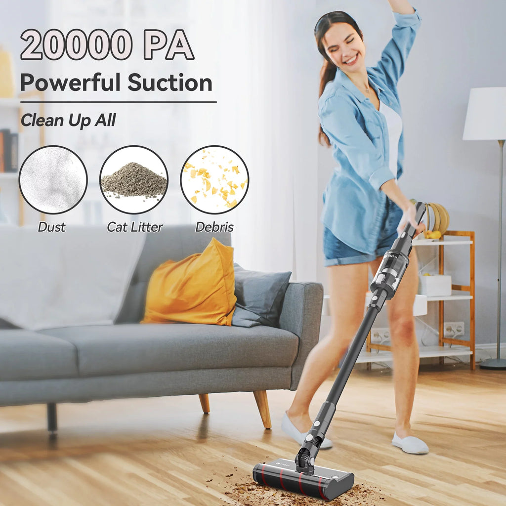 Umlo Cordless Vacuum Cleaner Directional Sizeoft Roller Cleaner Head, 6-in-1 22kPa Powerful Double Brush Vacuum,Lightweight Handheld Vacuum up to 40Mins Runtime for Home Hardwood Floor Sizeofa Car