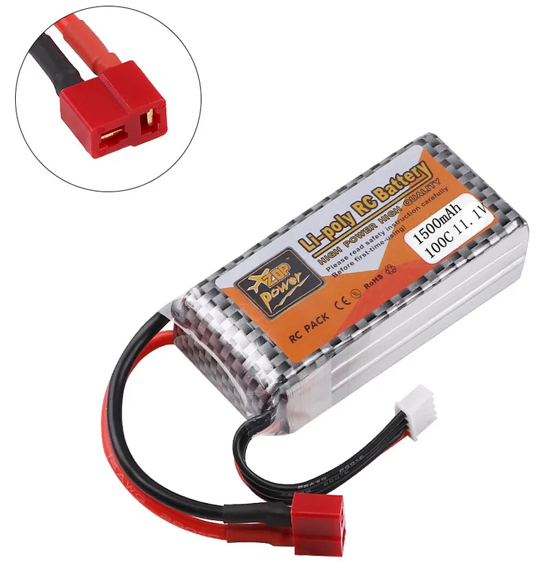 FancyWhoop 100C 3Size 11.1V 1500mAh Lipo Battery T Plug for RC Drone Flight Car Airplane DIY