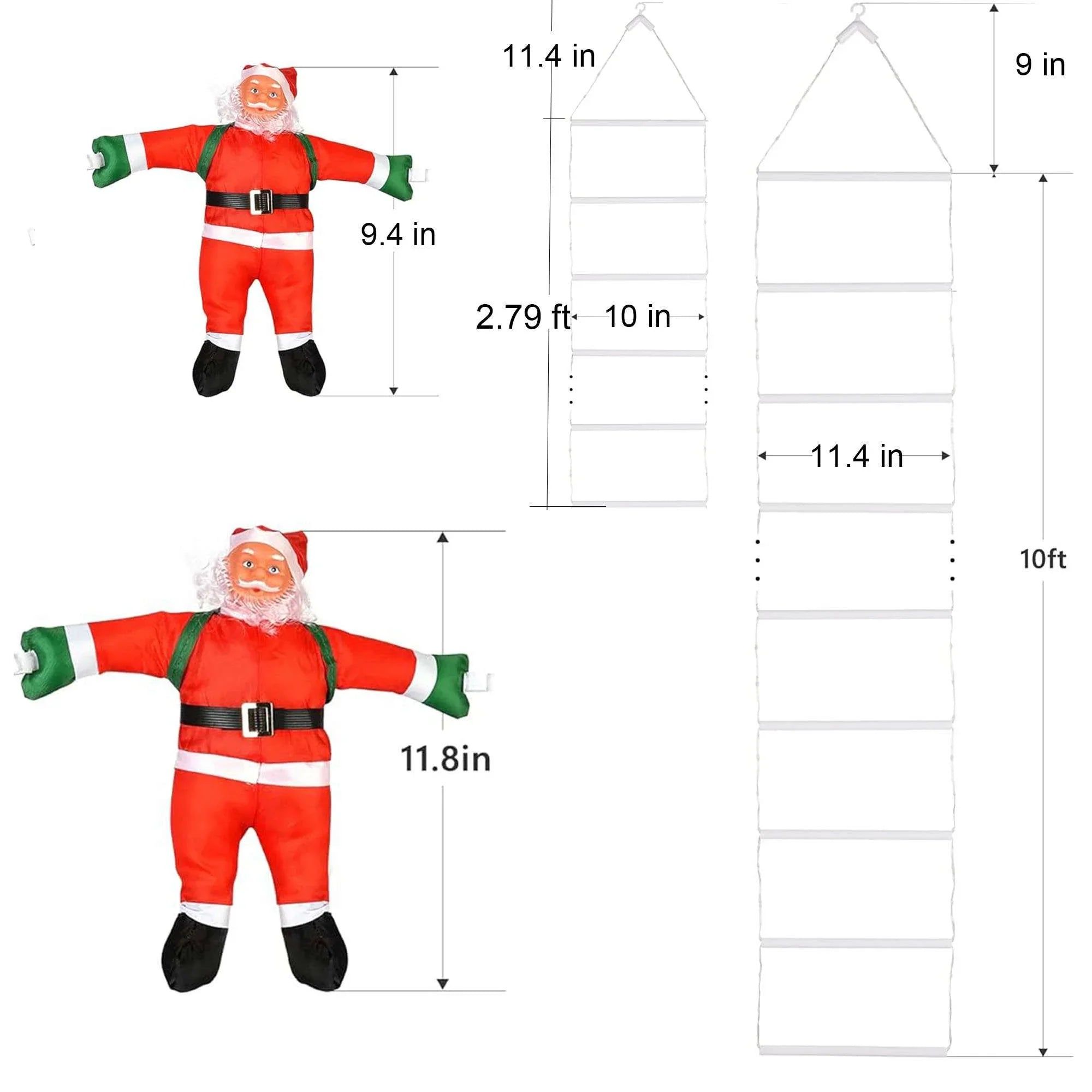 Lava Outdoor Christmas Lights 10.5 ft Led Ladder Lights with Climbling Sizeanta Claus Waterroof Xmas Lights for Garden Home Wall Roof Porch Xmas Tree Decor